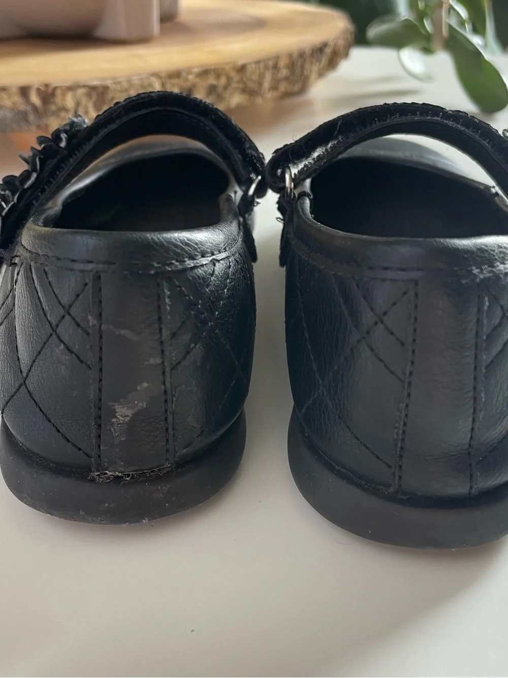 Rachel Shoes Black Quilted Floral Mary Jane Flat Shoes | Size 13